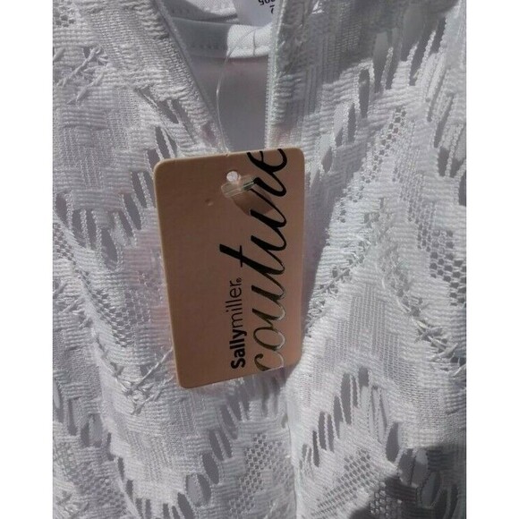 Sally Miller Dress White Lace Sleeveless Lined Pointed Hem Size L Formal GND - Picture 4 of 6